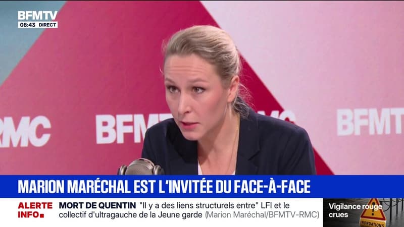 Marion Maréchal dénonce le "narratif de l'extrême gauche" qui consiste à "transformer" Quentin Deranque "de victime à coupable"