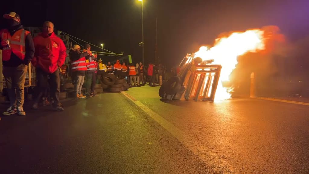 La zone industrielle d'Harfleur, au Havre, a été bloquée ce mardi. 
