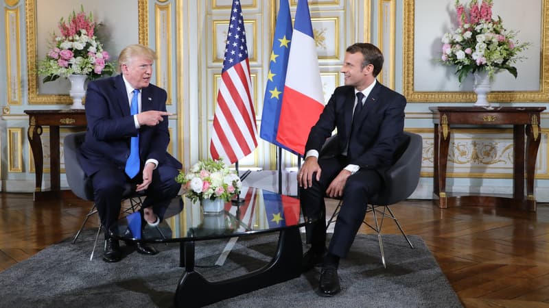 Donald Trump et Emmanuel Macron le 6 juin 2019 à Caen