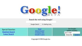 La première page de recherche du moteur Google en septembre 1998