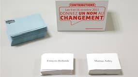 Bulletins et boîte destinée à la collecte des contributions financières dans un bureau de vote de Kourou, en Guyane, lors du 2e tour de la primaire socialiste. Le processus de désignation du candidat du PS à la présidentielle est une bonne chose pour 79%