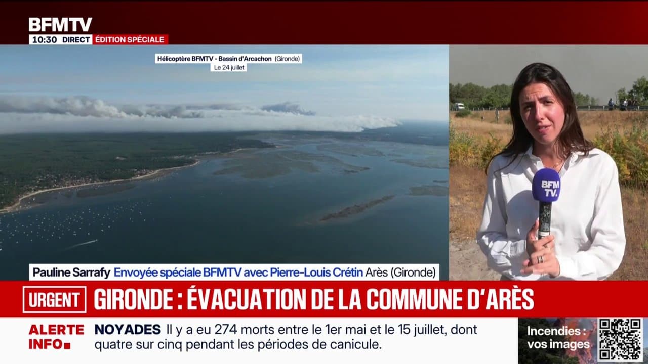 Incendie en Gironde: la commune d'Arès, sur le bassin d'Arcachon, annonce l'évacuation de tous ses habitants