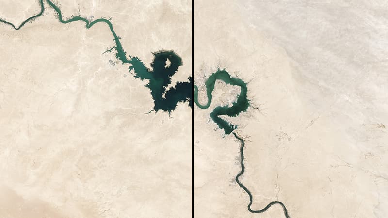 Le bassin du Tigre et de l'Euphrate en 2006 et 2009.