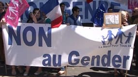 Le collectif de la "Manif pour tous" jeudi devant un lycée de Nantes