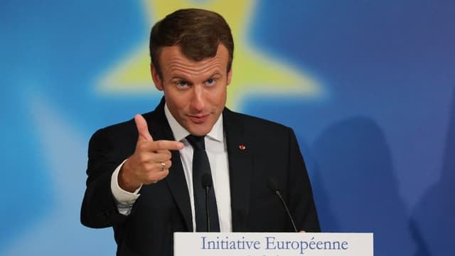 Emmanuel Macron lors de son discours à La Sorbonne.