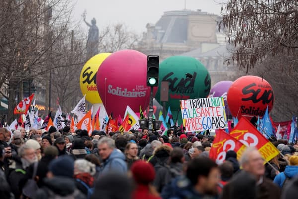 Le cortège parisien de la mobilisation contre la réforme des retraites ce jeudi 19 janvier 2023.