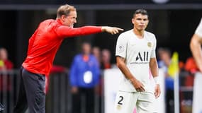 Thomas Tuchel et Thiago Silva (PSG)