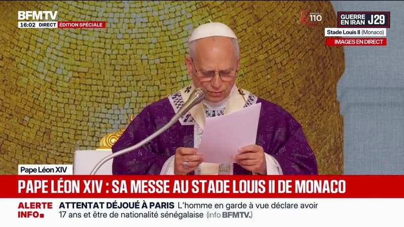 "Ne nous habituons pas au fracas des armes et aux images de la guerre", lance le pape Léon XIV lors de sa messe à Monaco