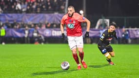 Mustapha Benzia, lors de l'exploit du FCR face à Monaco, le 8 février 2024, au stade Diochon