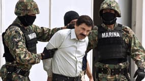 "El Chapo", lors de son arrestation en février 2014 au Mexique.