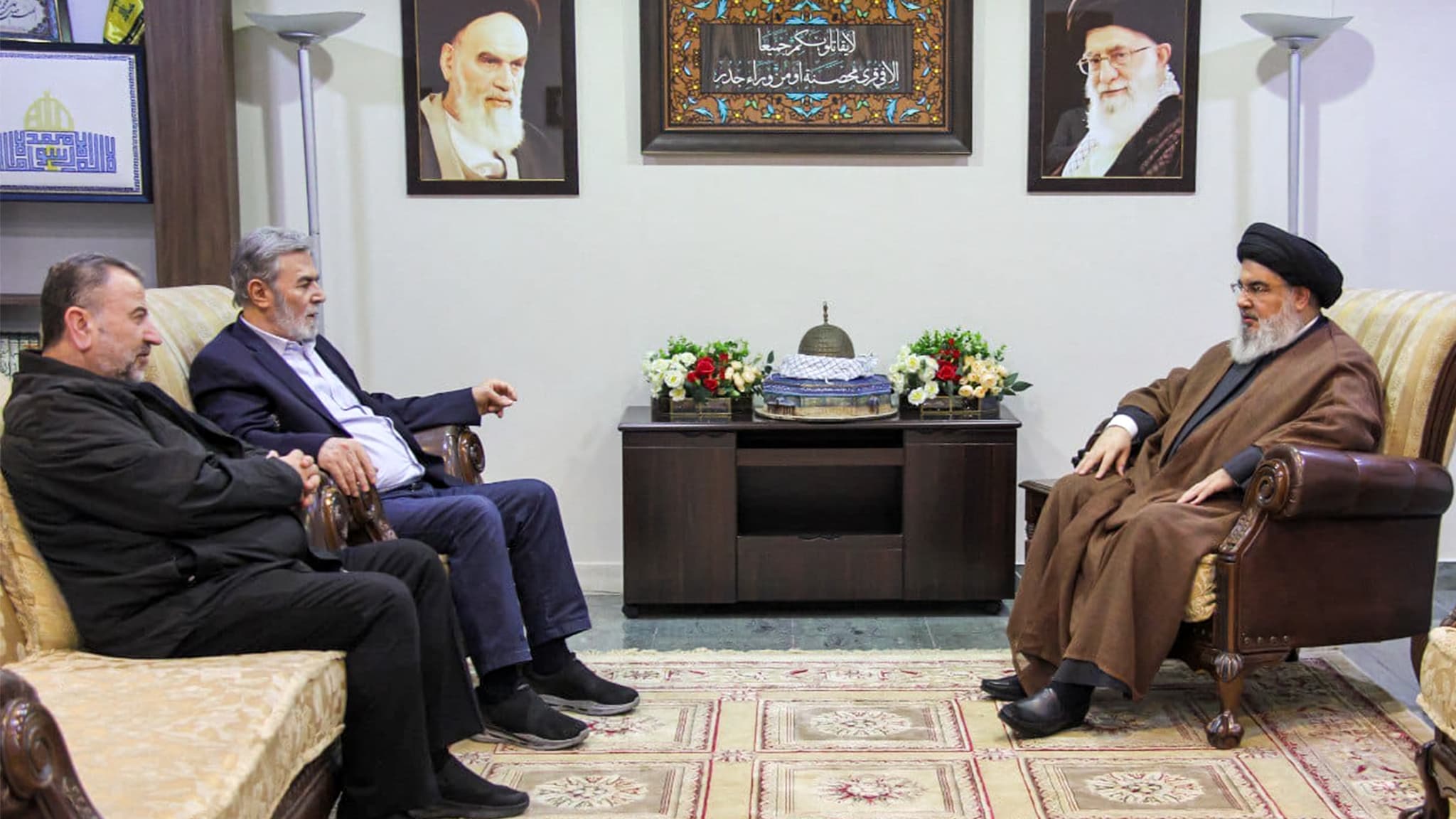 Rencontre au Liban entre les dirigeants du Hamas, du Jihad islamique et du Hezbollah, le 25 octobre 2023.