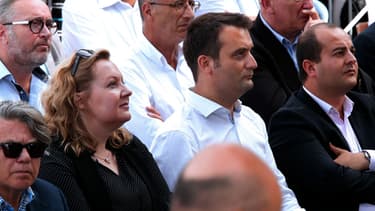 Sophie Montel aux côtés de Florian Philippot et David Rachline.