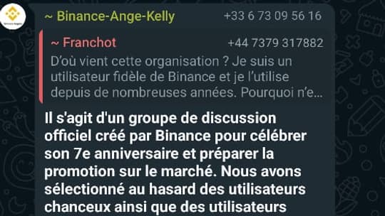 Capture d'écran du groupe WhatsApp. Capture d'écran du groupe WhatsApp.