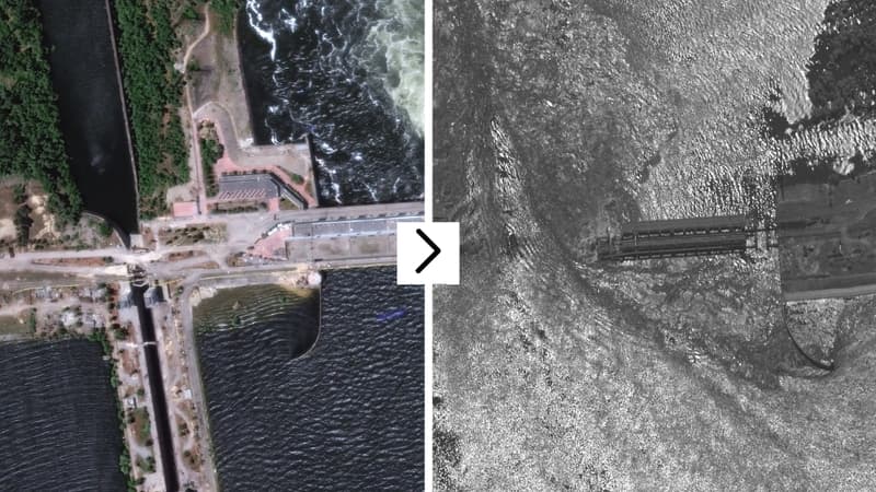 AVANT/APRÈS. Barrage détruit en Ukraine: des images satellite montrent l'ampleur des inondations