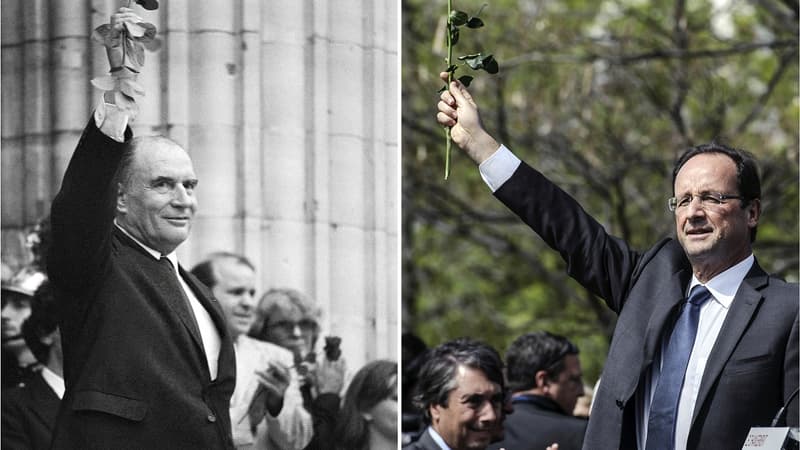 François Mitterrand en 1981 et François Hollande en 2015