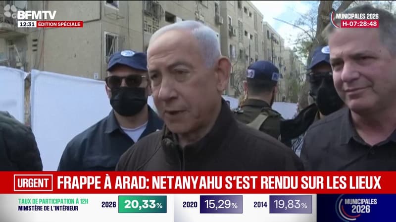 "Il faut les arrêter et mettre fin à ce régime fanatique" exhorte le Premier ministre israélien sur les lieux d'une frappe iranienne à Arad