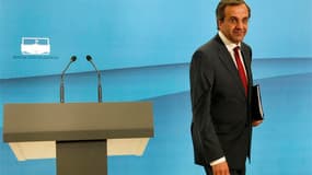Antonis Samaras, le dirigeant du parti Nouvelle Démocratie, arrivé en tête aux élections législatives de dimanche. Un accord en vue de former un gouvernement de coalition auquel participera le Parti socialiste (Pasok) sera conclu mardi en Grèce, a-t-on ap