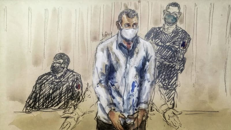 Salah Abdeslam lors de son interrogatoire par la cour d'assises spéciale le 9 février 2022.