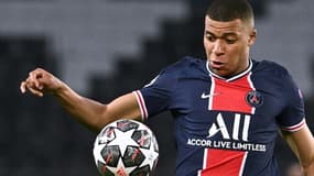 L'attaquant du PSG Kylian Mbappé contre Manchester City en demi-finale aller de Ligue des champions, le 28 avril 2021 au Parc des Princes  
