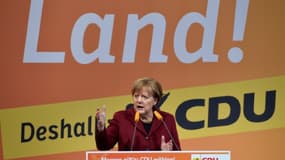 La chancelière allemande Angela Merkel lors d'un meeting le 12 mars 2016 à Haigerloch en Allemagne