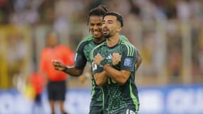 Mohamed Amoura célèbre son but lors du match Algérie-Botswana (3-1, qualifs Coupe du monde 2026), le 4 septembre 2025
