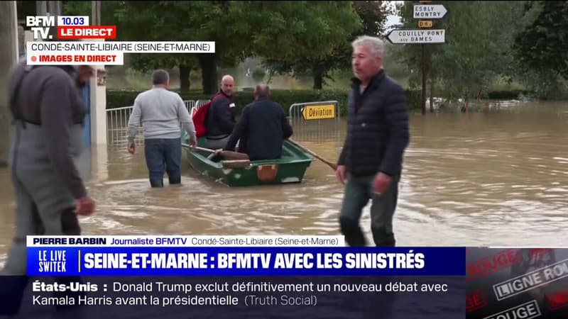 Inondations en Seine-et-Marne: les habitants de Condé-Sainte-Libiaire s'organisent pour évacuer les personnes piégées par les crues