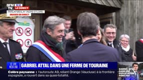 Gabriel Attal est arrivé dans une exploitation maraîchère d'Indre-et-Loire