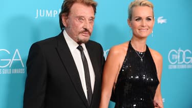 Johnny Hallyday et sa compagne Laeticia.