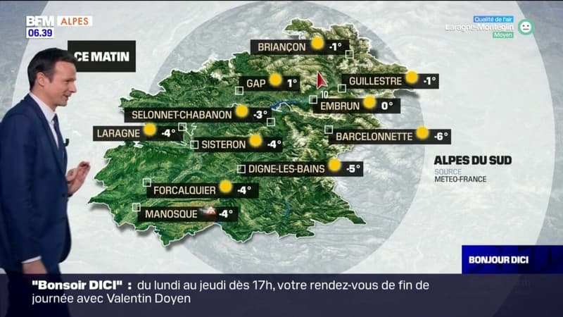 Météo Alpes du Sud: une journée ensoleillée et des températures qui remontent, jusqu'à 15°C attendus à Sisteron