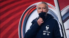 Le sélectionneur de l'équipe de France, Didier Deschamps, lors d'un entraînement, le 30 mars 2021 à Sarejevo, à la veille du match de qualifications pour le Mondial-2022 contre la Bosnie-Herzégovine