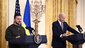 Joe Biden et Volodymyr Zelensky à la Maison Blanche le 21 décembre 2022. 