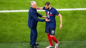 Didier Deschamps avec Karim Benzema, à Munich le 16 juin 2021