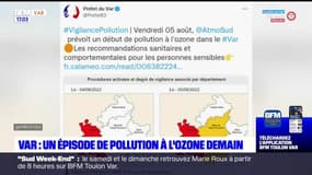 Var: épisode de pollution à l'ozone ce vendredi