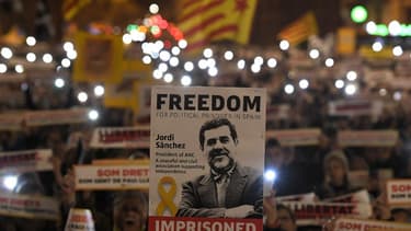 Une manifestation pour la libération de Jordi Sanchez en janvier 2018 à Barcelone.