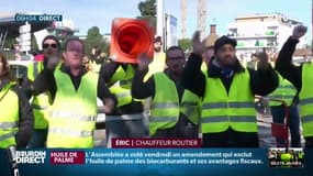 Eric, chauffeur routier bloqué par les Gilets jaunes: "Moi ça ne me dérange pas. Mon patron, oui"