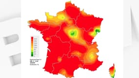Les régions françaises touchées par la gastro-entérite dans la période allant du 30 décembre 2019 au 5 janvier 2020.