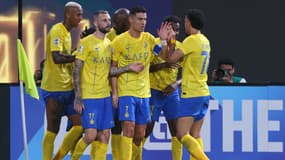 Cristiano Ronaldo célèbre son premier but en Ligue des champions asiatique lors de la victoire d'Al-Nassr face au club tadjik d’Istiqlol Douchanbé (3-1), le 1er octobre 2023