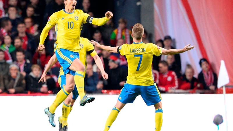 Zlatan Ibrahimovic (en l'air) a mené la Suède à l'Euro