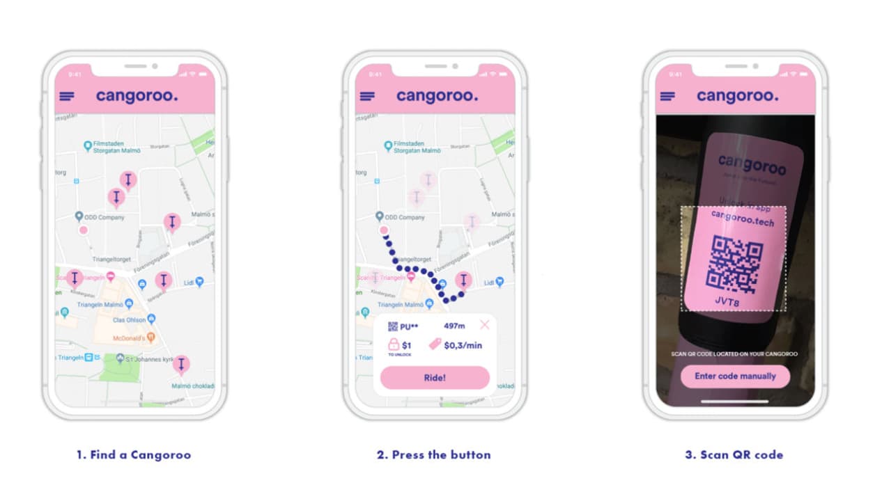 Une application mobile qui reprend les codes classiques des offres de trottinettes et vélos en libre-service. Une application mobile qui reprend les codes classiques des offres de trottinettes et vélos en libre-service.