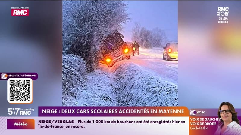Neige : Deux cars scolaires accidentés en Mayenne