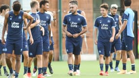 Dimitri Payet et le groupe de l'OM à l'entraînement