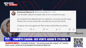 Tempête Ciarán: "ne prenez pas de risque" et "restez chez vous", exhorte Emmanuel Macron 
