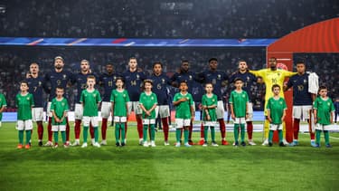 Les joueurs de l'équipe de France au Parc des Princes lors du match contre l’Irlande (2-0, qualifs Euro), le 7 septembre 2023