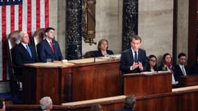 Emmanuel Macron face au Congrès américain, le 25 avril 2018. 