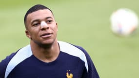 Kylian Mbappé à l'entraînement de l'équipe de France, le 19 juin 2024