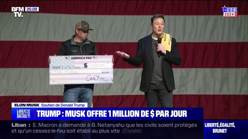 En campagne pour Donald Trump, Elon Musk fait gagner un million de dollars par jour