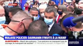 Manifestation policière: Gérald Darmanin arrive sur place