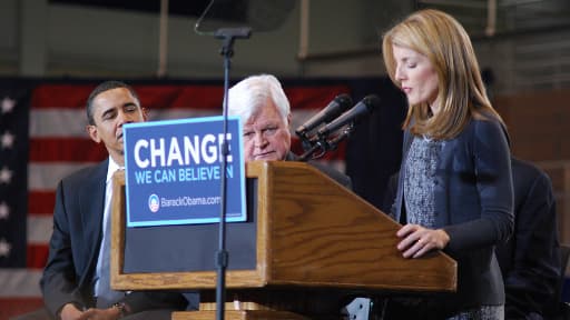 Caroline Kennedy lors d'un meeting de campagne de Barack Obama, en janvier 2008 à Washington.