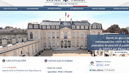 Capture du site internet de l'Elysée, www.elysee.fr, le 15 mai.