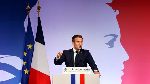 Emmanuel Macron lors de son discours sur les "séparatismes" le 2 octobre.